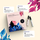 “Scented Symphony Duo box with Bloomé and Fleuréa minis and customer review stars on beige background”