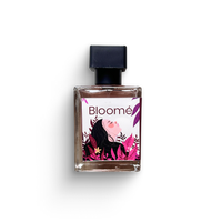 “Bloomé women’s floral perfume 50ml bottle on white background”
